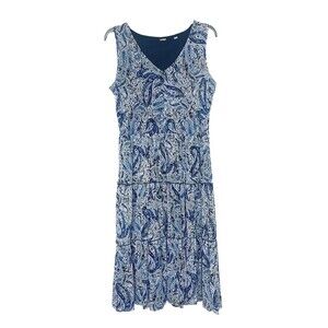 Tahari Sleeveless Blue Multicolor Midi Dress Fully Lined Women's size Medium